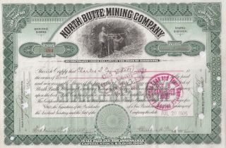 North Butte Mining Company. . . .  1908 Stock Certificate photo