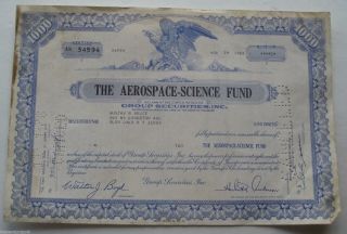 Stock Certificate For The Aerospace - Science Fund 1968 photo