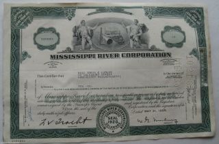 Stock Certificate For The Mississippi River Corporation 1965 photo