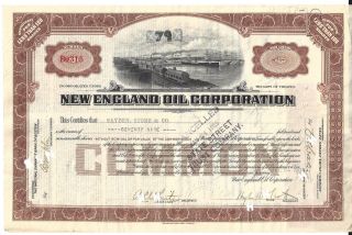 England Oil Corporation. . . . .  1923 Stock Certificate photo