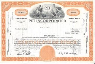 Pet Incorporated. . . . . .  1974 Stock Certificate photo