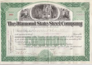 The Diamond State Steel Company. . . . .  1901 Stock Certificate photo