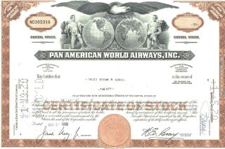 Pan American Airlines (pan Am) Stock Certificate photo