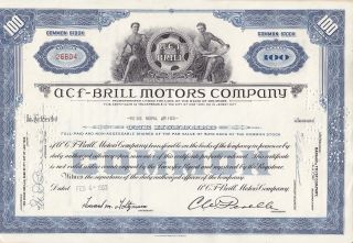 Acf - Brill Motors Company Stock Certificate photo