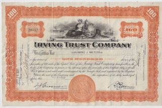 Irving Trust Company. . . . . .  1929 Stock Certificate photo