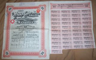 Spain Uk Gb 1912 The Pena Copper Mines Co 25 Shares £25 Uncancelled Coupons Deco photo