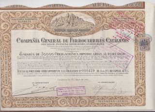 Compania General De Ferrocarriles Catalanes (barcelona). . . . . .  1924 Certificate photo