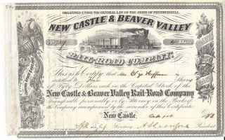 Castle & Beaver Valley Railroad Company. . . . . .  1873 Stock Certificate photo