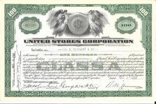 United Stores Corporation. . . . . .  1933 Stock Certificate photo