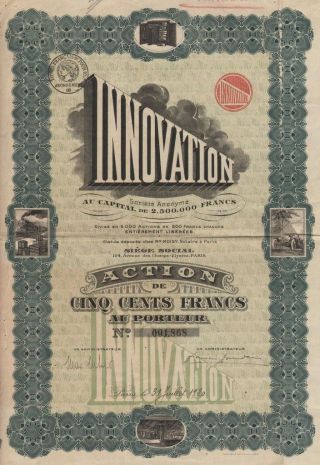 France Innovation Company Stock Certificate 1920 Rare photo
