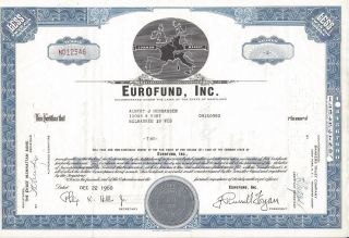 Eurofund Inc. . . . . . . . .  1960 Stock Certificate photo