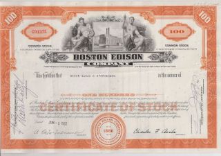 Boston Edison Company. . . . .  1962 Stock Certificate photo