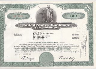 United States Banknote Corporation. . . . .  1967 Stock Certificate photo