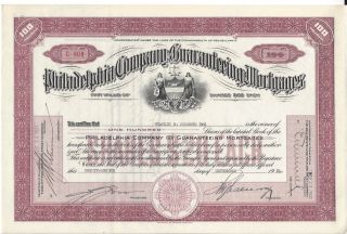 Philadelphia Company For Guaranteeing Mortgages. . .  1930 Stock Certificate photo