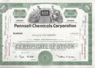 Pennsalt Chemicals Corporation. . . .  1962 Stock Certificate photo