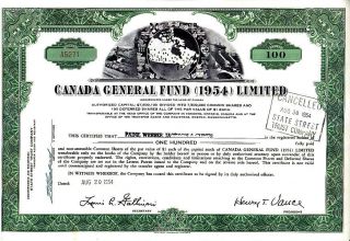 Canada General Fund (1954) Limited Stock Certificate photo