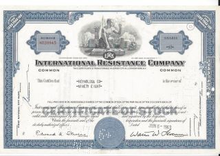 International Resistance Company. . . . . . .  1963 Stock Certificate photo