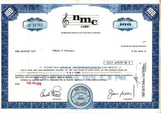 Nmc Corp.  1972 Stock Certificate photo