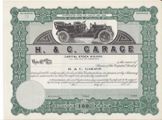 H & C Garage. . . . . . . .  Unissued Stock Certificate photo