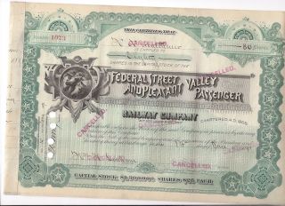 Federal Street And Pleasant Valley Passenger Railway Company. . . .  1891 Stock photo