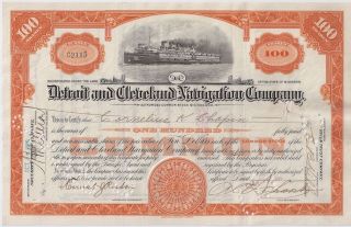 Detroit And Cleveland Navigation Company. . . .  1952 Stock Certificate photo