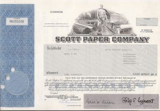 Scott Paper Company. . . . . . .  1982 Stock Certificate photo