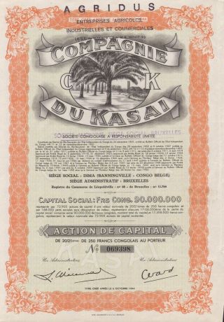 Africa Congo Concession Company Stock Certificate Kasai photo