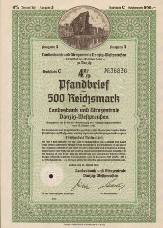 Germany Landbank 4% Loan Stock Certificate 500 Reich photo