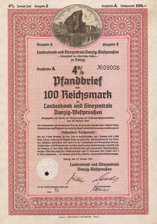 Germany Landbank 4% Loan Stock Certificate 100 Reich photo