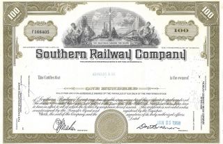 Southern Railway Company. . . . . . .  1968 Stock Certificate photo