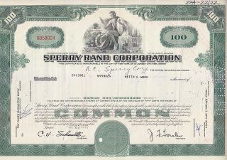 Sperry Rand Corporation Stock Certificate photo