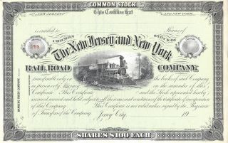The Jersey And York Railroad Company. . . .  Unissued Stock Certificate photo