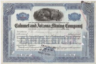 Calumet And Arizona Mining Company. . . . .  1922 Stock Certificate photo
