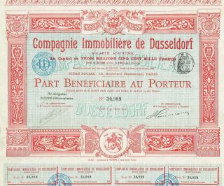 Germany Dusseldorf Real Estate Company Stock Certificate 1905 photo