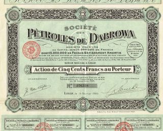 Poland Dabrowa Oil Company Stock Certificate 1925 photo