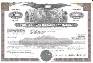 Pan American World Airways Inc. . . . . . . .  Debenture Due January 1998 photo
