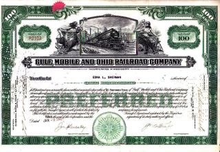 Gulf,  Mobile And Ohio Railroad Mi 1941 Stock Certificate photo