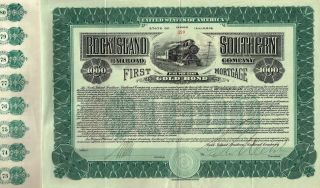 Usa Rock Island Southern Railroad Company Bond Stock Certificate 1907 photo