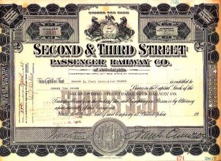 Second & Third Street Passenger Railway Co.  Pa 1937 Stock Certificate photo