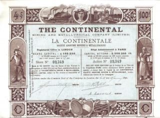 Uk Gb France Bond 1890 Continental Mining Metallurgic Co £4 Uncancelled Deco photo
