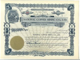National Copper Mining Co. ,  Ltd.  Stock Certificate Wallace Idaho photo
