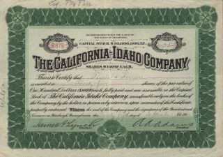 Usa California - Idaho Company Stock Certificate 1911 photo