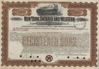 Usa York Ontario & Westrn Railway Bond Stock Certificate 1913 photo
