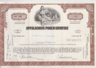 Appalachian Power Company. . . . . .  1971 Stock Certificate photo