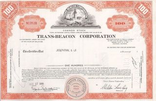 Trans - Beacon Corporation. . . . . . .  1967 Stock Certificate photo