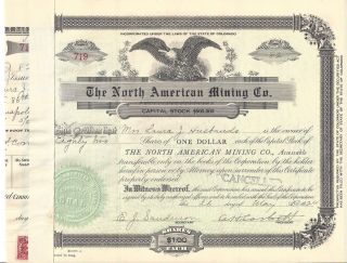 The North American Mining Company. . . . .  1924 Stock Certificate photo