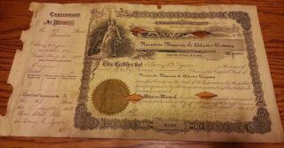 Stock Certificate/ 2/norristown Magnesia & Asbestos Comp.  1907 (only 20 Issued) photo