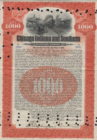 Usa Chicago Indiana South Railroad Stock Certificate photo