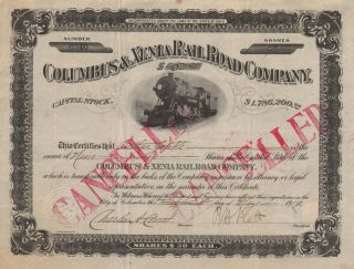 Usa Columbus & Xenia Railroad Company Stock Certificate 1919 photo