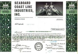 Seaboard Cost Line Industries 1972 Stock Certificate photo